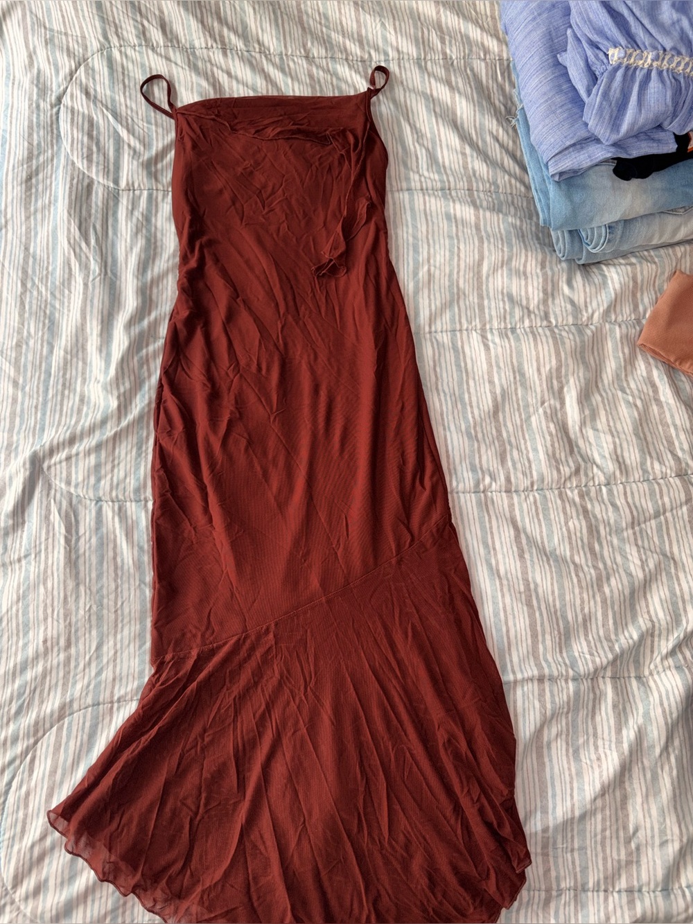 Women's Slip Maxi Dress in Rust